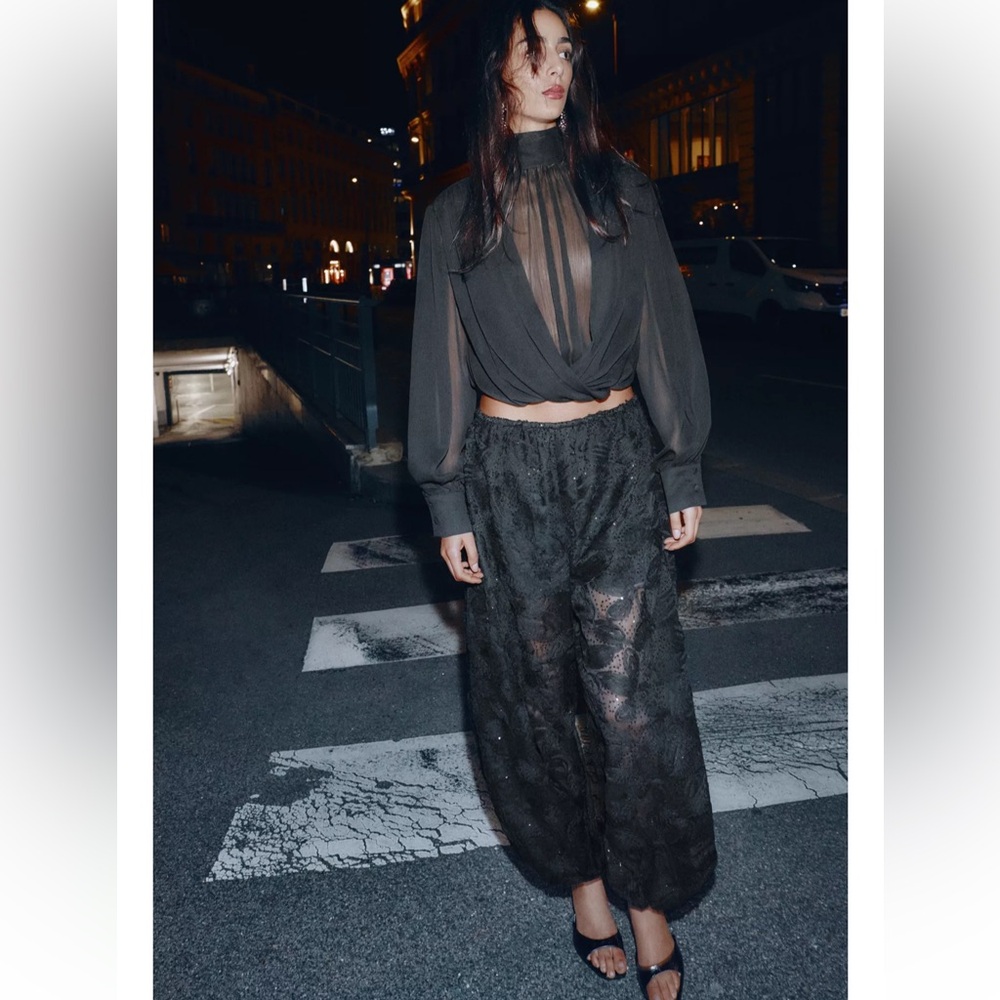 ZARA SEQUINS BALLOONS PANTS